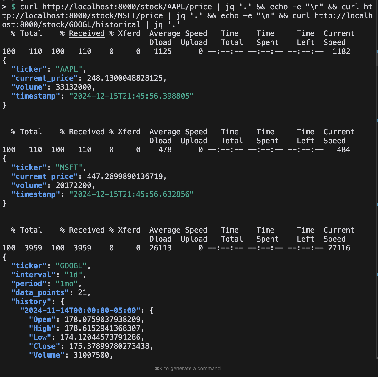 FastAPI endpoint responses